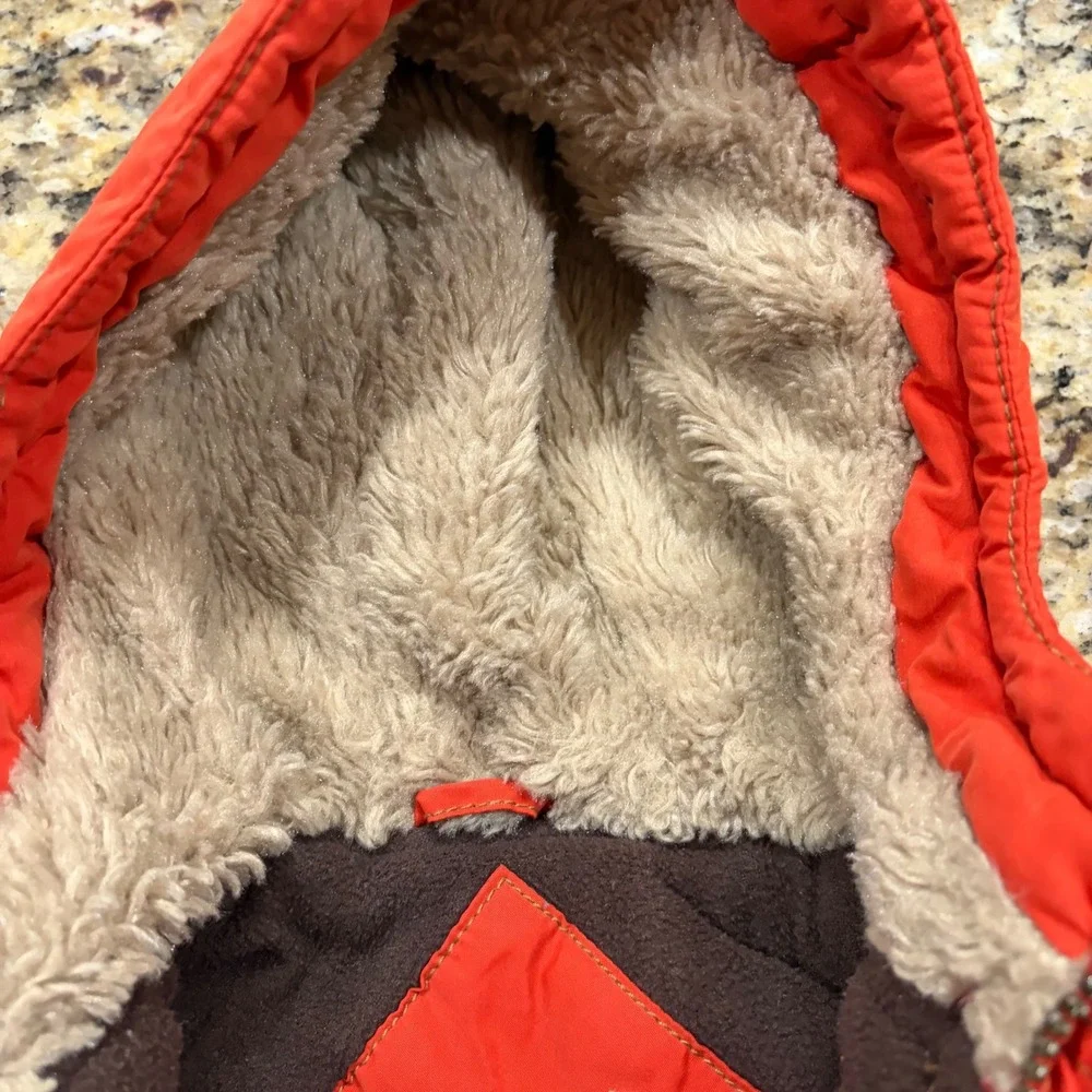 OshKosh Bgosh Orange Puffer Jacket Sherpa Hood Yosemite Snowmobile Kids 18M
